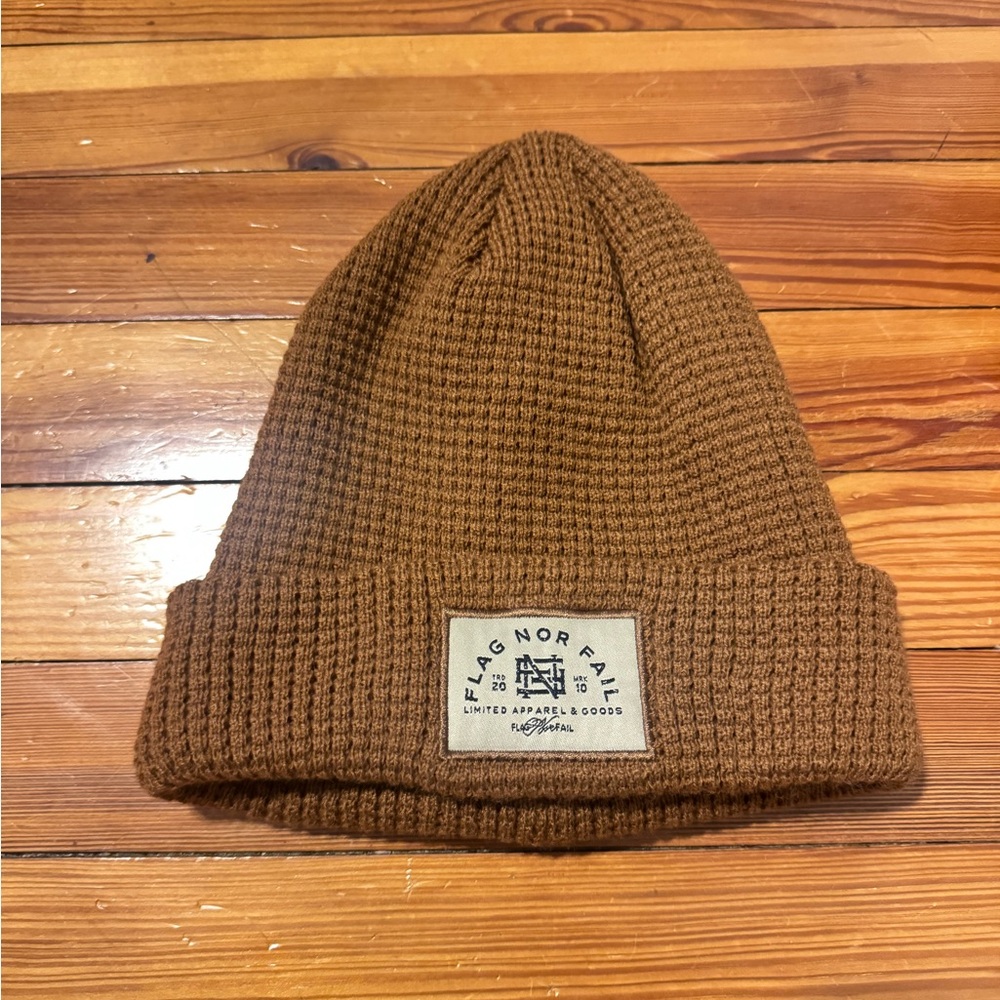 Flag Nor Fail Tan Knit Beanie